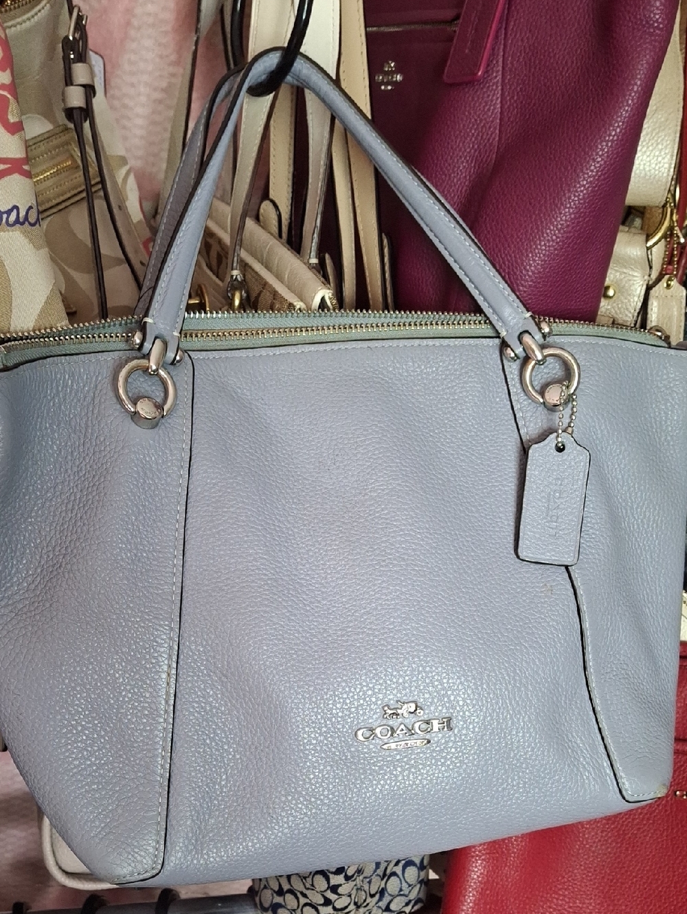 EUC COACH NY LT BLUE PRAIRIE 2 WAY MEDIUM BAG W TAG